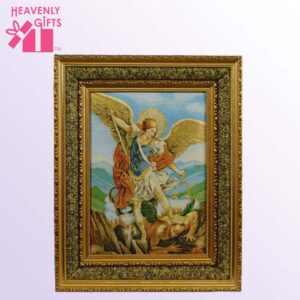 Saint Michael the Archangel Double Padded Gold Frame (17" x 21")