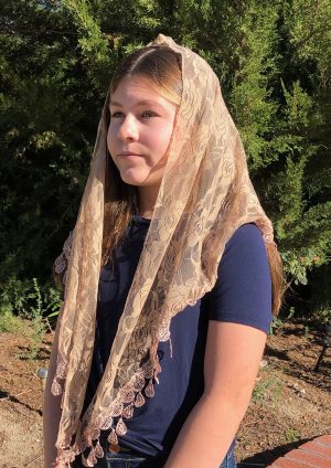 St. Claire of Assisi Beige Chapel Veil
