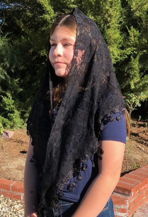 St. Claire of Assisi Black Chapel Veil ( 60" x 20")