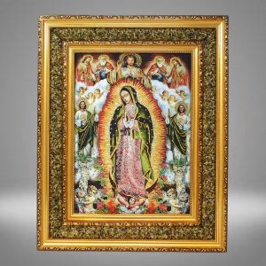Our Lady of Guadalupe with Saints Padded Gold Frame (17" x 21")
