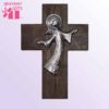 Pewter Angel on Wooden Cross (10" x 7.5")