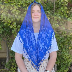 St. Claire of Assisi Blue Chapel Veil  (60" x 20")