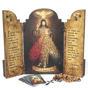 Divine Mercy w/box Wooden Triptych