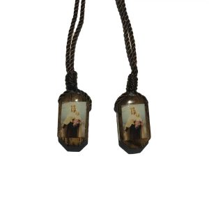 Wooden Scapular with Our Lady of Mt. Carmel