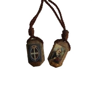 Wooden Scapular with Saint Benedict