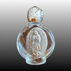 Our Lady of Guadalupe  Holy Water Bottle W/Rose Top 2.5"