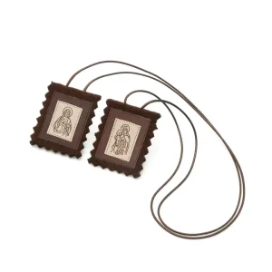 Scapular - Sacred Heart + Lady of Mt. Carmel Woven Lg 1.5”