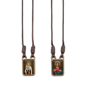 Scapular - Sacred Heart of Jesus + Lady of Mt. Carmel  1.75"