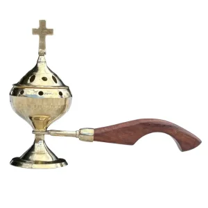 Incense Burner w/ Handle Brass    7"