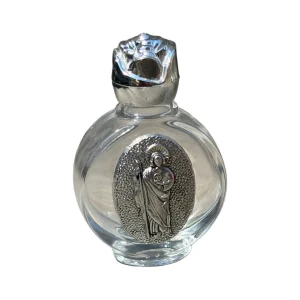 St. Jude Holy Water Bottle W/Rose Top 2.5"